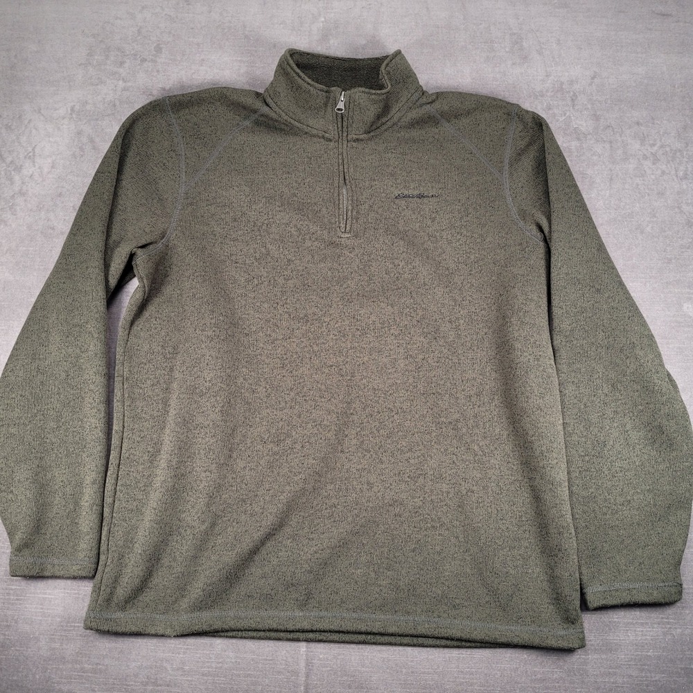 Eddie Bauer Pullover Sweater Quarter Zip Outdoor Casual Olive Green XL Tall